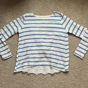 Anthropologie Striped Sweater/Blouse with Lace Backing